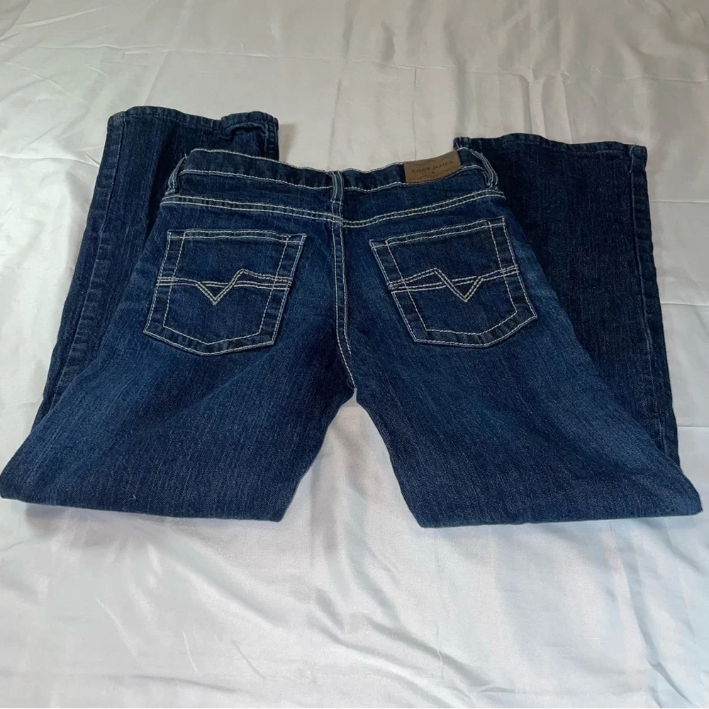 Cody James Boys Dark Wash Bootcut Denim Jeans Size 14 Western Contrast Stitch